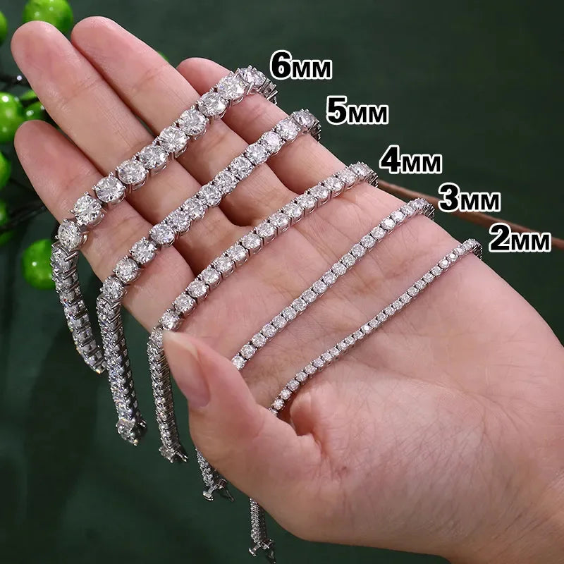 EWYA 925 Sterling Silver Moissanite Bracelet 0.1ct 3mm D VVS1 Diamond with GRA for Women Sparkling Wedding Party Fine Jewelry
