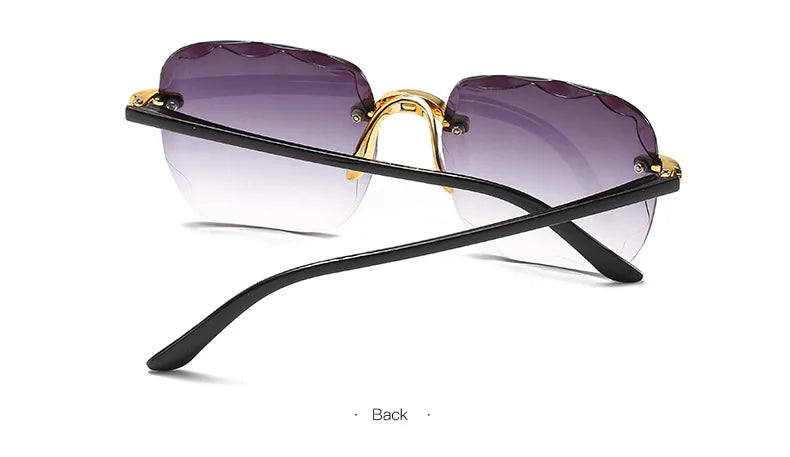 Square Rimless Sunglasses Women Luxury Brand Designer Summer Red Glasses Fashion Sun glasses For Men UV400 Shades Oculos