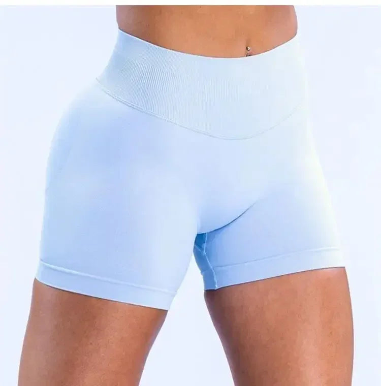 Summer High Waisted Yoga Shorts Women  Fashionable and Sexy Running Fitness Pants Solid Color High Elastic Yoga Leggings