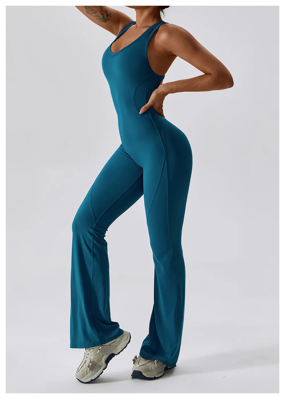 Solid Yoga Jumpsuit One Piece Outfit Fitness Bodysuit Workout Clothes for Women Sportwear Women Buttock lifting Set Activewear