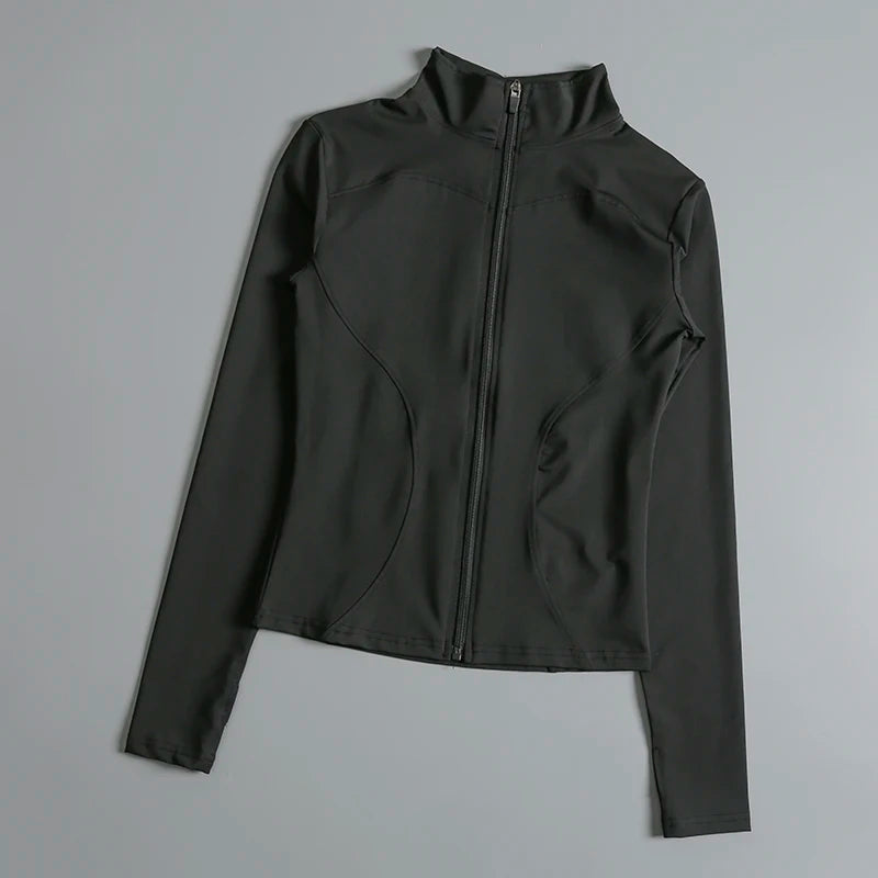 Gym Fitness Zip up Training   Running Workout Yoga Cropped Track Sport Jackets for Women