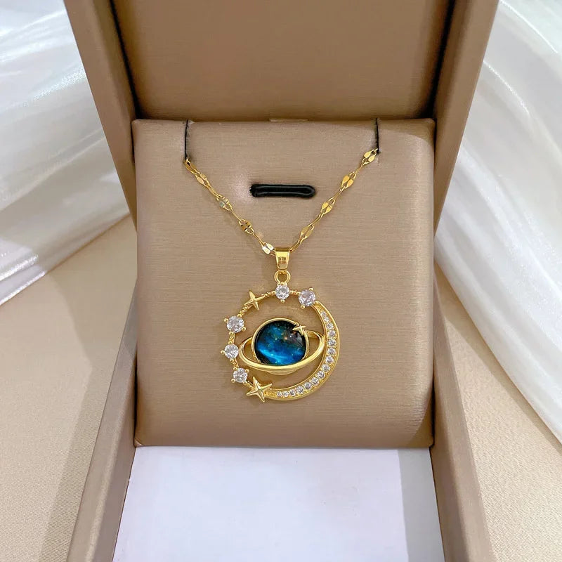 Collares Para Mujer Delicate and Beautiful Starry Pendant Necklace With Micro-Inlaid Zirconium Luxury Pendants Кулон