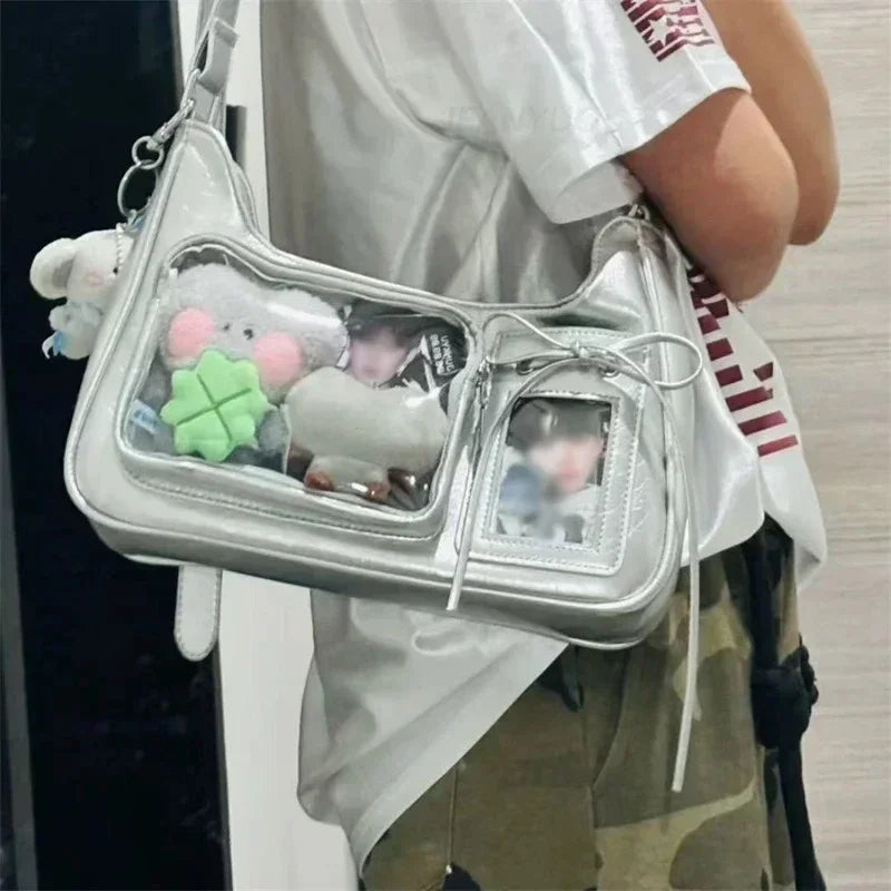 Y2k Harajuku Shoulder Bag Women Korean Transparent Ita Bag School Crossbody Bag Female Japanese Designer Preppy Handbag Purse