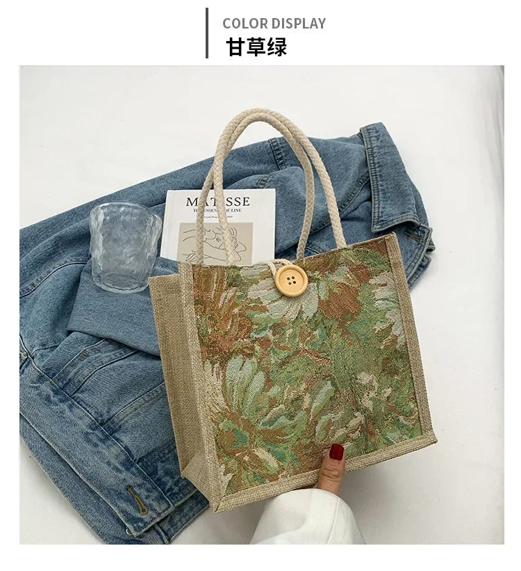 Portable Hand Bag Linen Bag Women Ins Style Students Handbags Fashion Ladies Top-handle Bags Designer Luxury Сумка Женская Bolsa