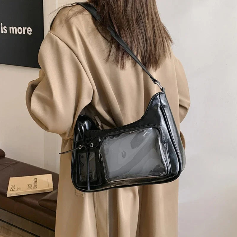 Y2k Harajuku Shoulder Bag Women Korean Transparent Ita Bag School Crossbody Bag Female Japanese Designer Preppy Handbag Purse