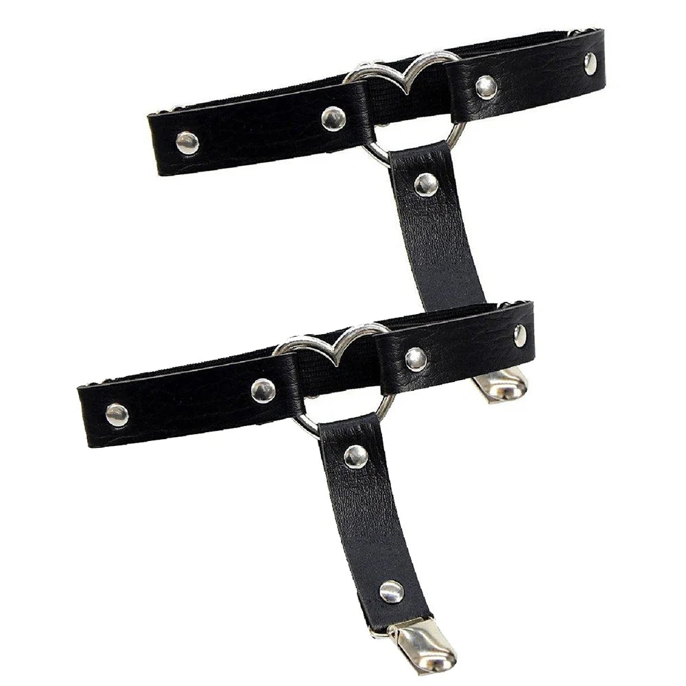 Punk Metal Tassel Pendant Pink PU Leather Choker Collar Sexy Spiked Neck Strap Clavicle Men Necklaces for Women Gothic Jewelry