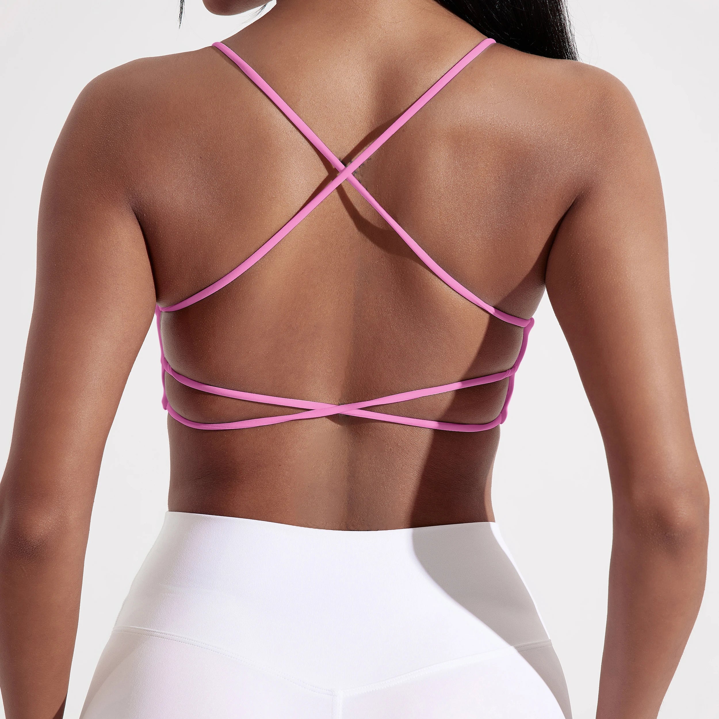 Solid Color Gym Yoga Underwear Women Cross Back Straps Fitness Bra High Strength Tight Sport Top Comprehensive  With Chest Pad
