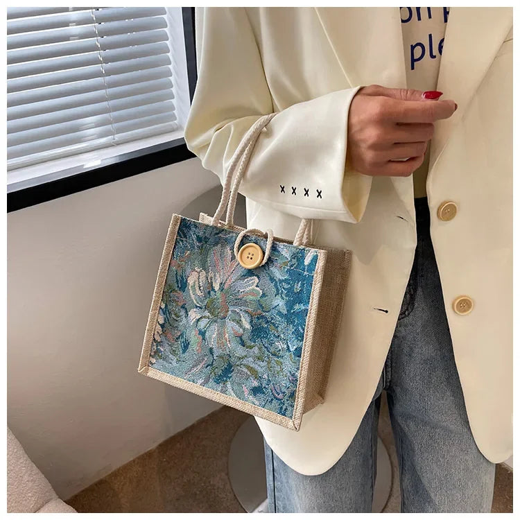 Portable Hand Bag Linen Bag Women Ins Style Students Handbags Fashion Ladies Top-handle Bags Designer Luxury Сумка Женская Bolsa