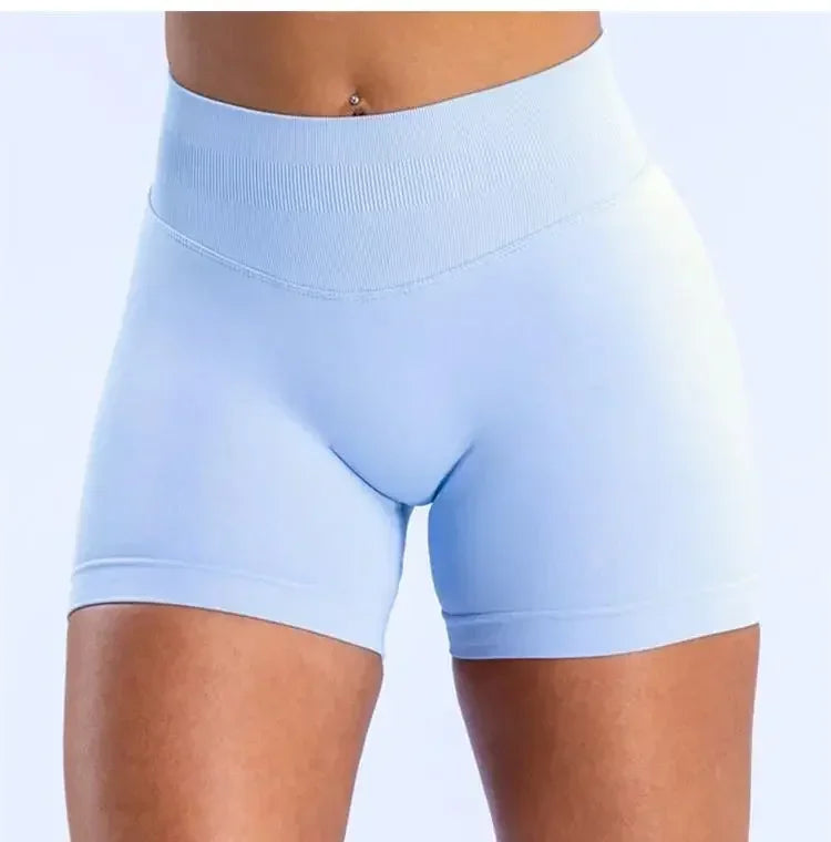 Summer High Waisted Yoga Shorts Women  Fashionable and Sexy Running Fitness Pants Solid Color High Elastic Yoga Leggings