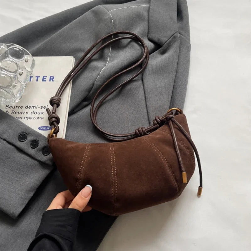 Velvet Material Zipper 2025 High Quality Shoulder Bag Solid Color Simple Fashionable Crossbody Bag Soft Western Style Handbag