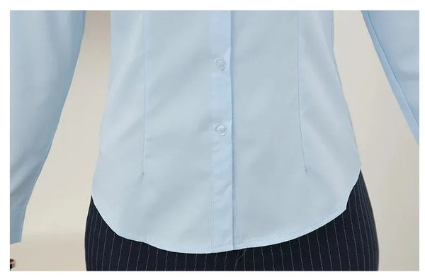 Elegant Women Shirts Woman White Shirt Long Sleeve Blouse Office Lady business Pink Shirts Button Solid Women work Blouses Tops