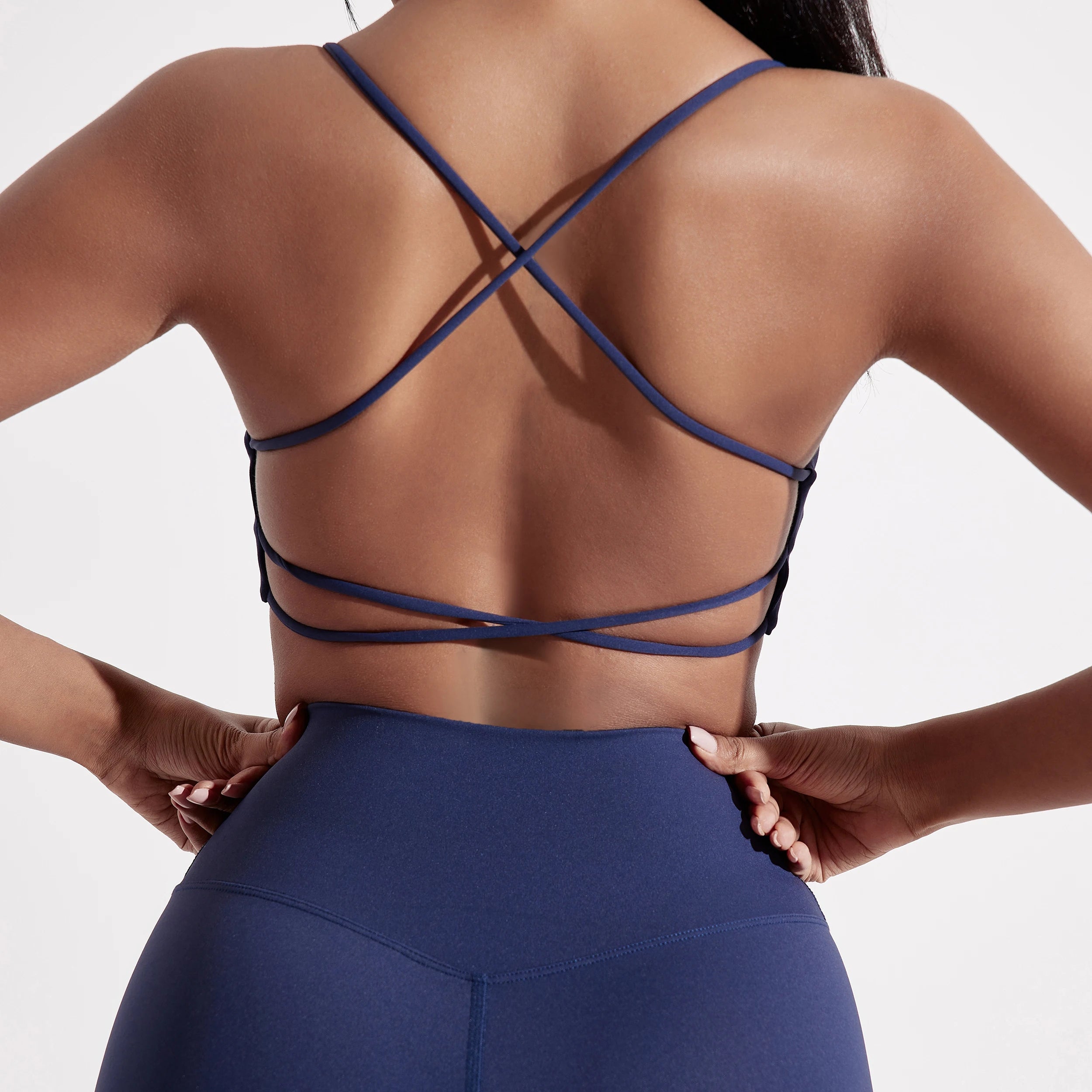Solid Color Gym Yoga Underwear Women Cross Back Straps Fitness Bra High Strength Tight Sport Top Comprehensive  With Chest Pad