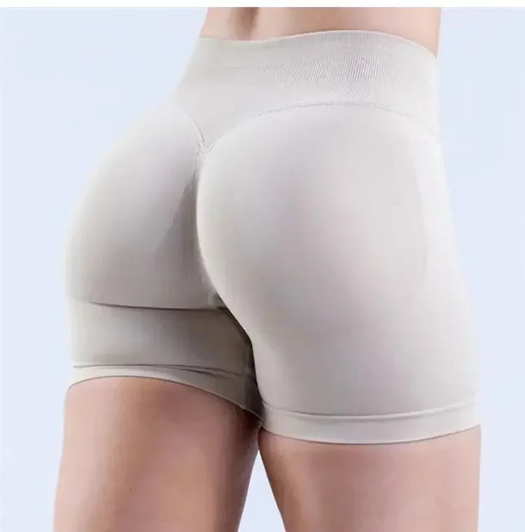Summer High Waisted Yoga Shorts Women  Fashionable and Sexy Running Fitness Pants Solid Color High Elastic Yoga Leggings