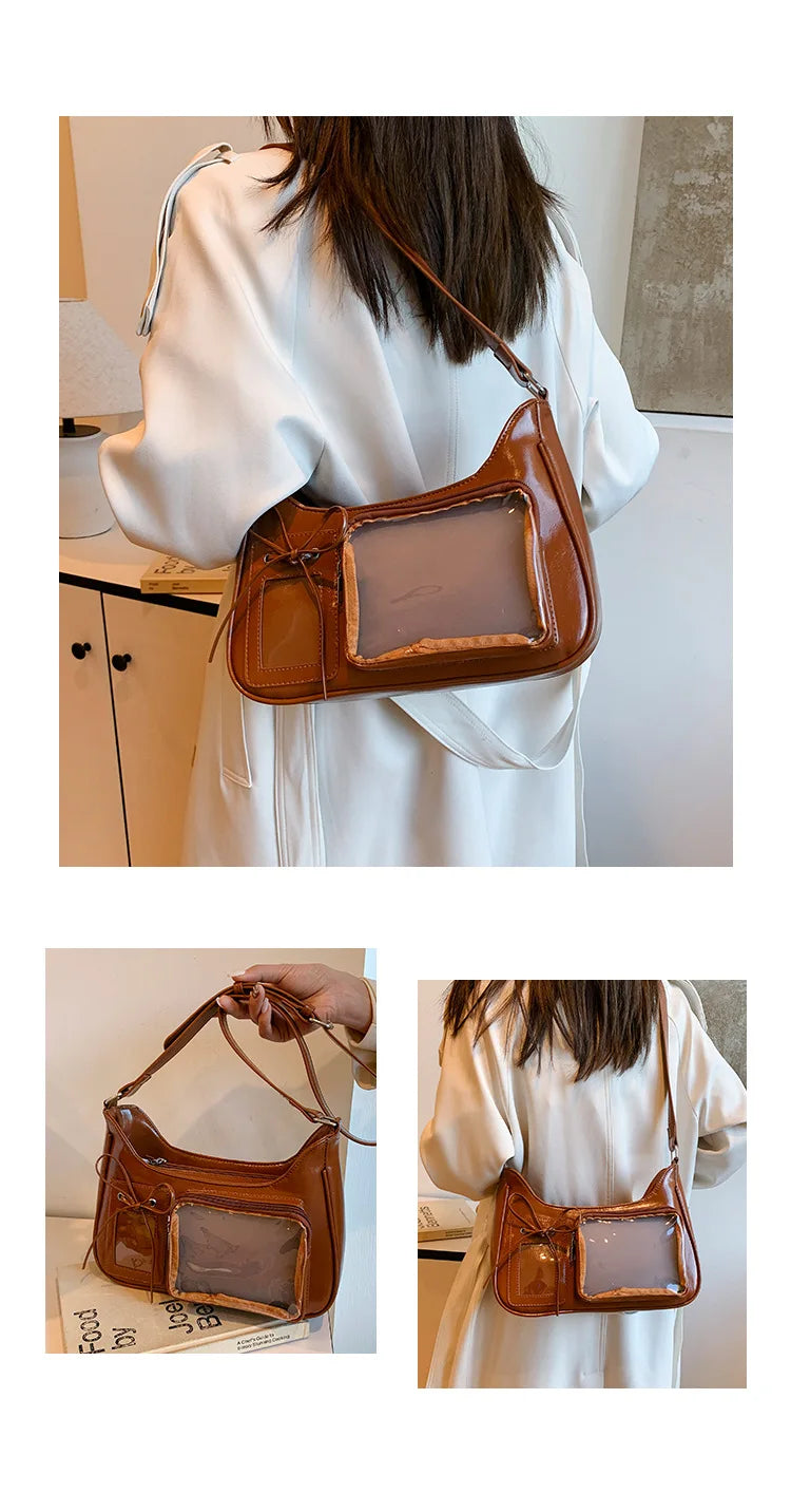 Y2k Harajuku Shoulder Bag Women Korean Transparent Ita Bag School Crossbody Bag Female Japanese Designer Preppy Handbag Purse