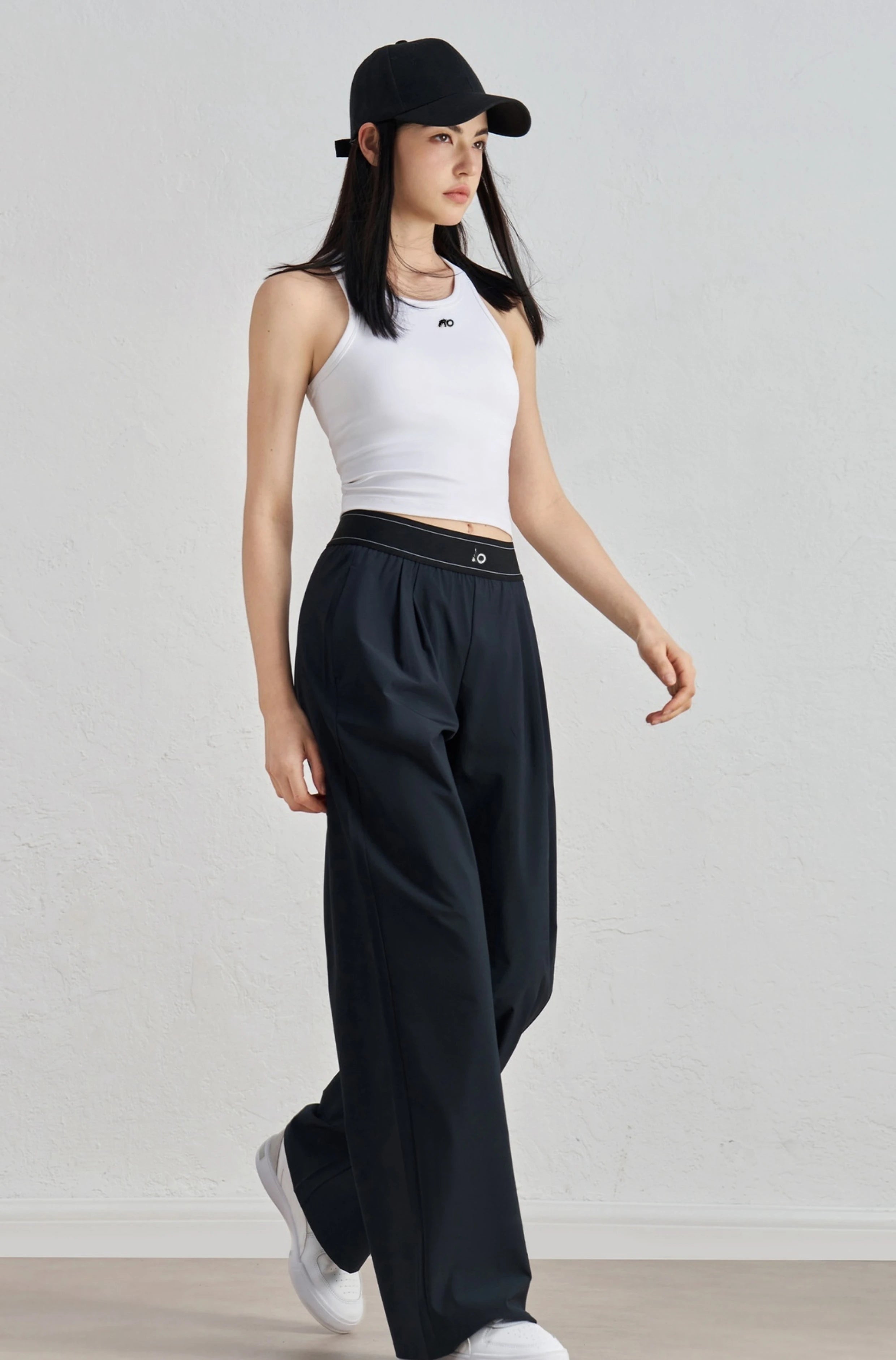 New Sports Yoga Wide Leg Pants Women Summer Elastic Waist Quick Drying Straight Pants Fitness Casual Solid Black Trousers Female