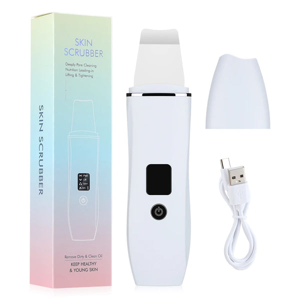 Ultrasonic Skin Scrubber Peeling Blackhead Remover Deep Face Cleaning Ultrasonic Ion Acne Pore Cleaner Facial Shovel  Scrubber