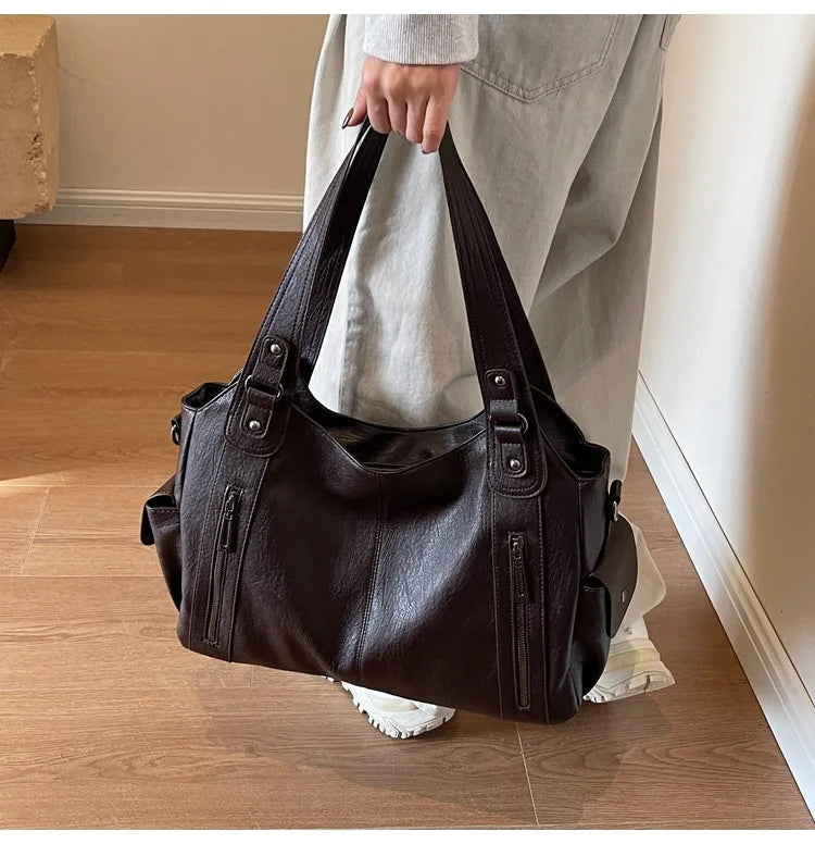 Soft Interior Compartment Shoulder Bags 2025 High Quality Contrasting Colors Bags for Women Fashion Zipper Pu Women's Handbags