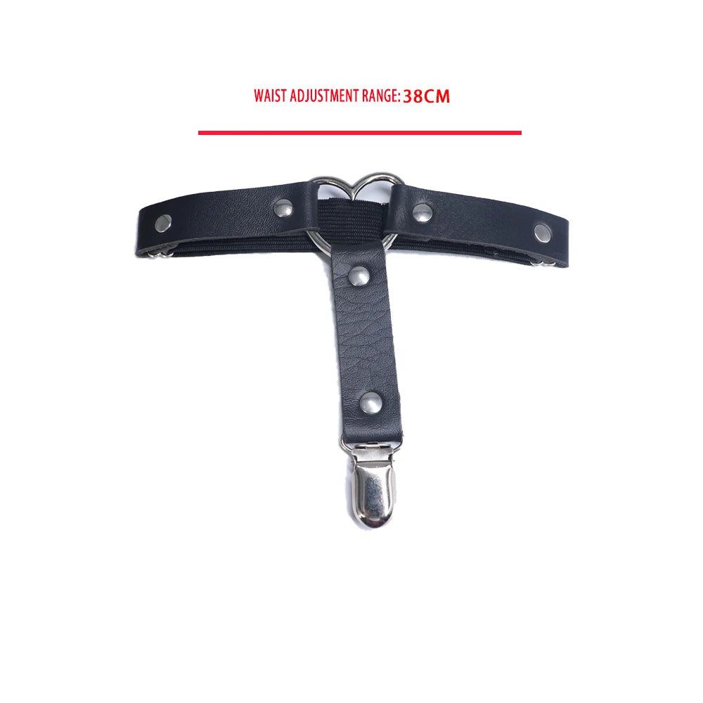 Punk Metal Tassel Pendant Pink PU Leather Choker Collar Sexy Spiked Neck Strap Clavicle Men Necklaces for Women Gothic Jewelry