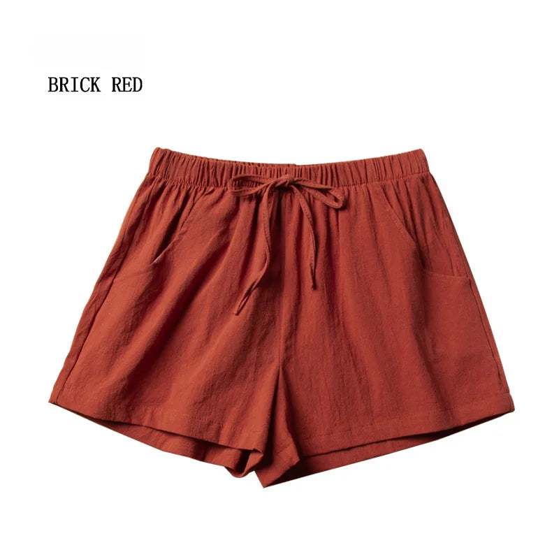Casual Linen Shorts Women Gym Workout Shorts Cotton Short Pants High Waisted Black Ladies Short Femme Women Shorts Sport Femme