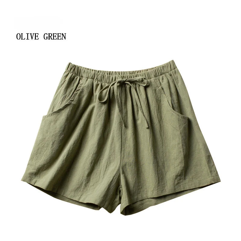 Casual Linen Shorts Women Gym Workout Shorts Cotton Short Pants High Waisted Black Ladies Short Femme Women Shorts Sport Femme