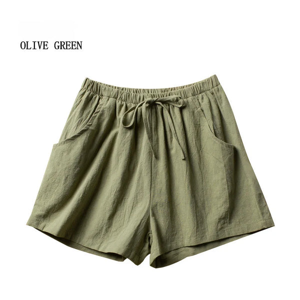 Casual Linen Shorts Women Gym Workout Shorts Cotton Short Pants High Waisted Black Ladies Short Femme Women Shorts Sport Femme