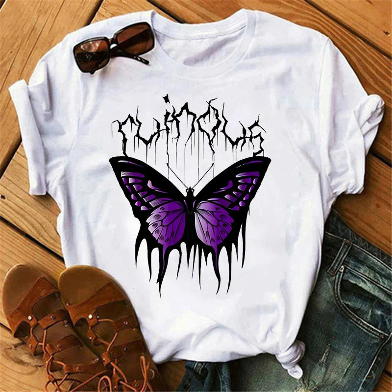 Butterfly Tree Print Harajuku Women's T-Shirt 
