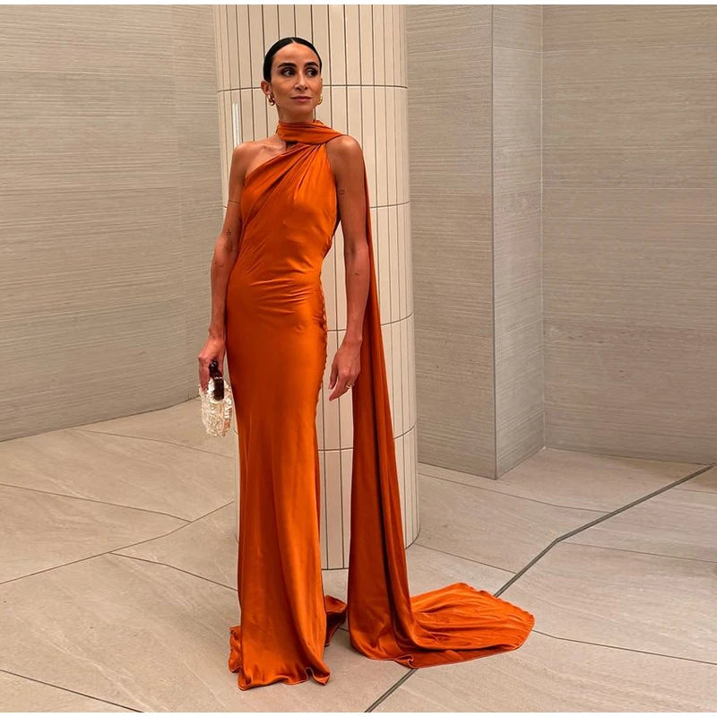 Elegant Solid Ribbon Women Halter Dress Off Shoulder Sleeveless Backless Slim Female Maxi Dresses 2025 Summer New Chic Lady Robe