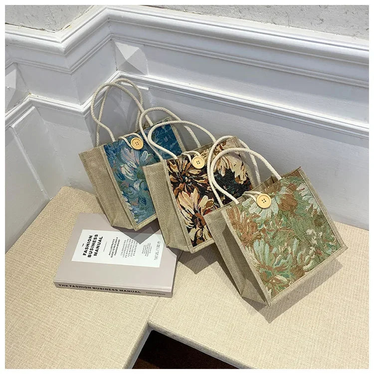Portable Hand Bag Linen Bag Women Ins Style Students Handbags Fashion Ladies Top-handle Bags Designer Luxury Сумка Женская Bolsa