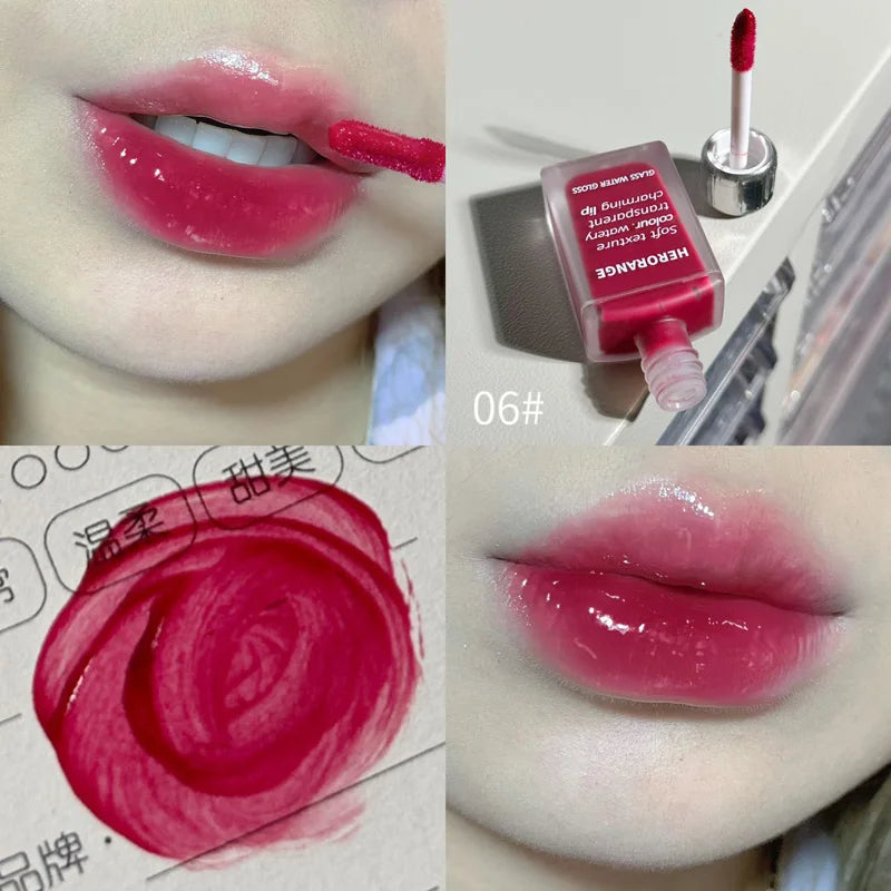 Punk Juice Red Lip Gloss Black Mirror Water Light Lip Glaze Jelly Glass Lip Oil Waterproof Lipstick Nude Clear Tint Makeup