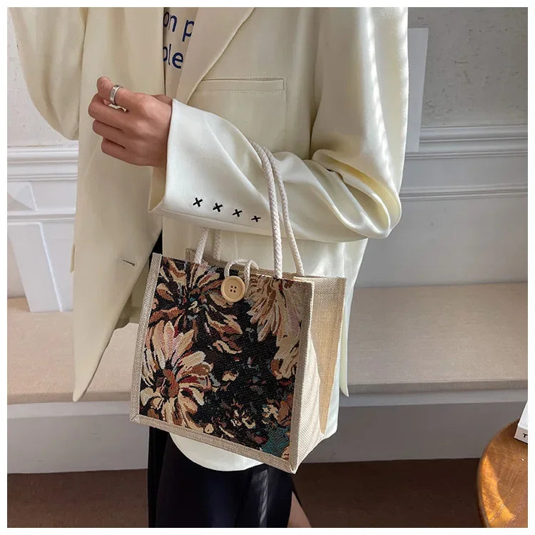 Portable Hand Bag Linen Bag Women Ins Style Students Handbags Fashion Ladies Top-handle Bags Designer Luxury Сумка Женская Bolsa