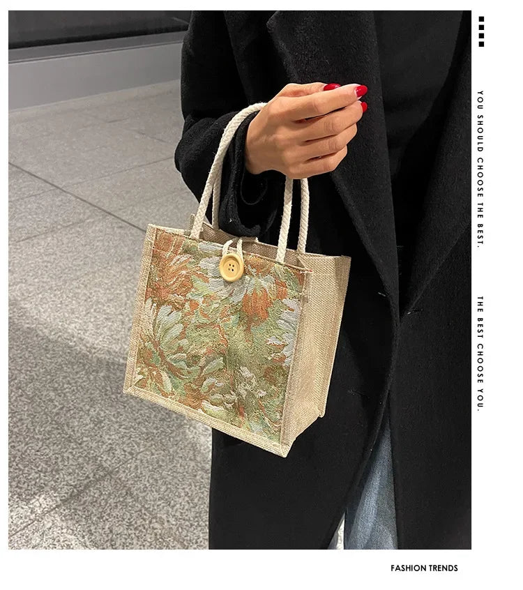 Portable Hand Bag Linen Bag Women Ins Style Students Handbags Fashion Ladies Top-handle Bags Designer Luxury Сумка Женская Bolsa