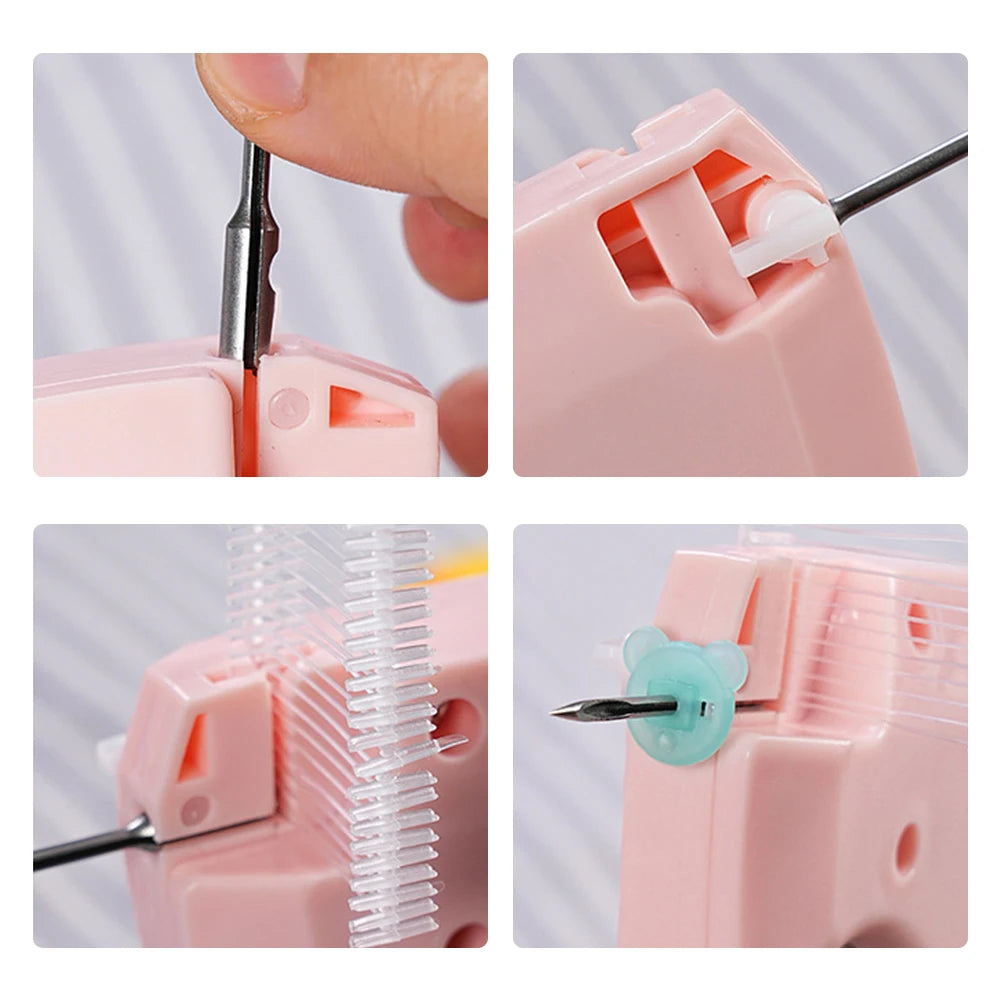 Quick Clothing Fixer with 50/100 Bear Buckles Mini Clothing Sewing Machine Portable Instant Button Garment Connector for Clothes