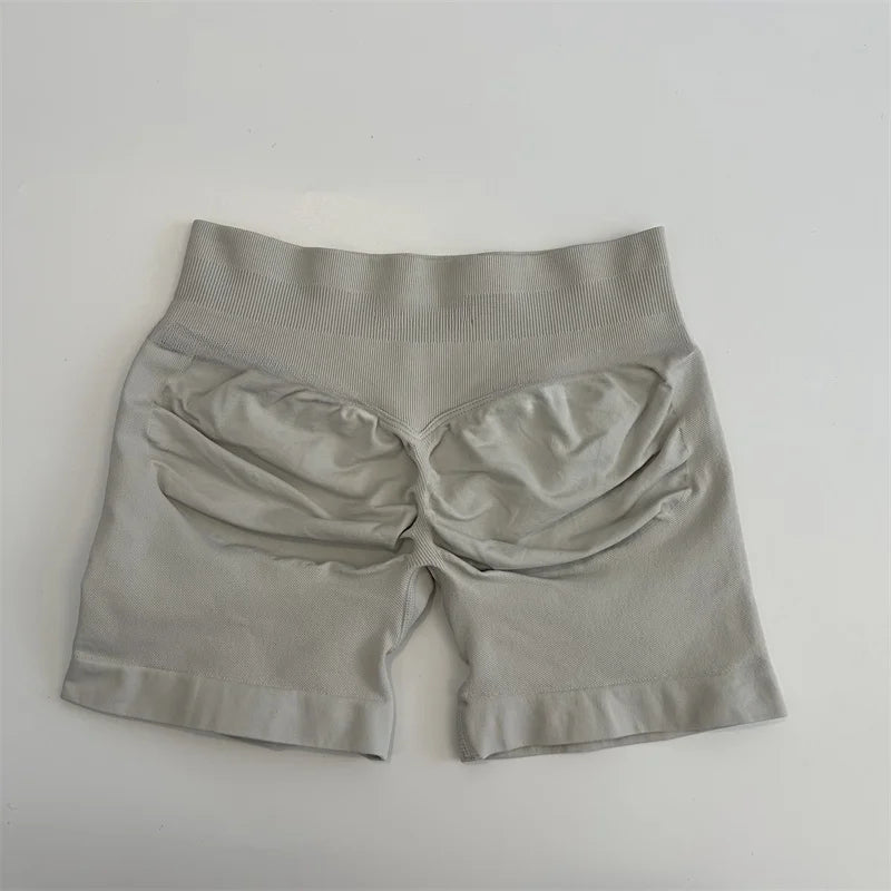 No Logo Shorts Low Ribbed Band Yoga Shorts Seamless Scrunch Bum Workout Gym Shorts Booty Stretch Running Shorts Fitness Clothes
