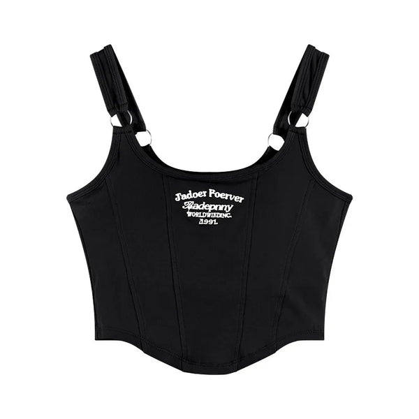 1pc Letter Print Cotton Women Small Breast Bras Hot Girls Wear Casual Slim Underwear Padded Camisole Top