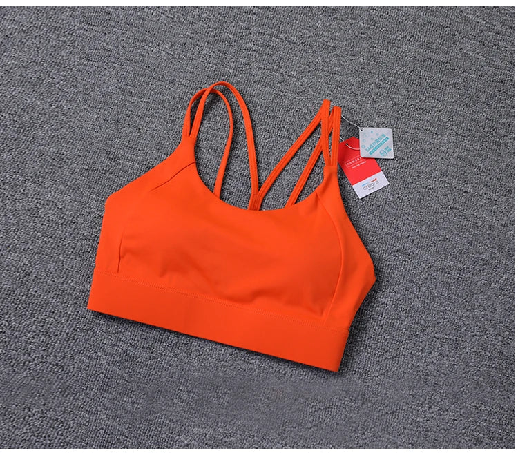 New Women's Sports Bra Padded Without Bones Cross Back Fitness Busty Underwear High Support Impact Running Gym Vest Yoga Bras