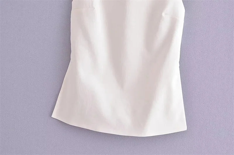 TRAF Black Backless Top Female Sleeveless White Crop Top Women Summer Sexy Tops Woman Party Women's Evening Top With Straps