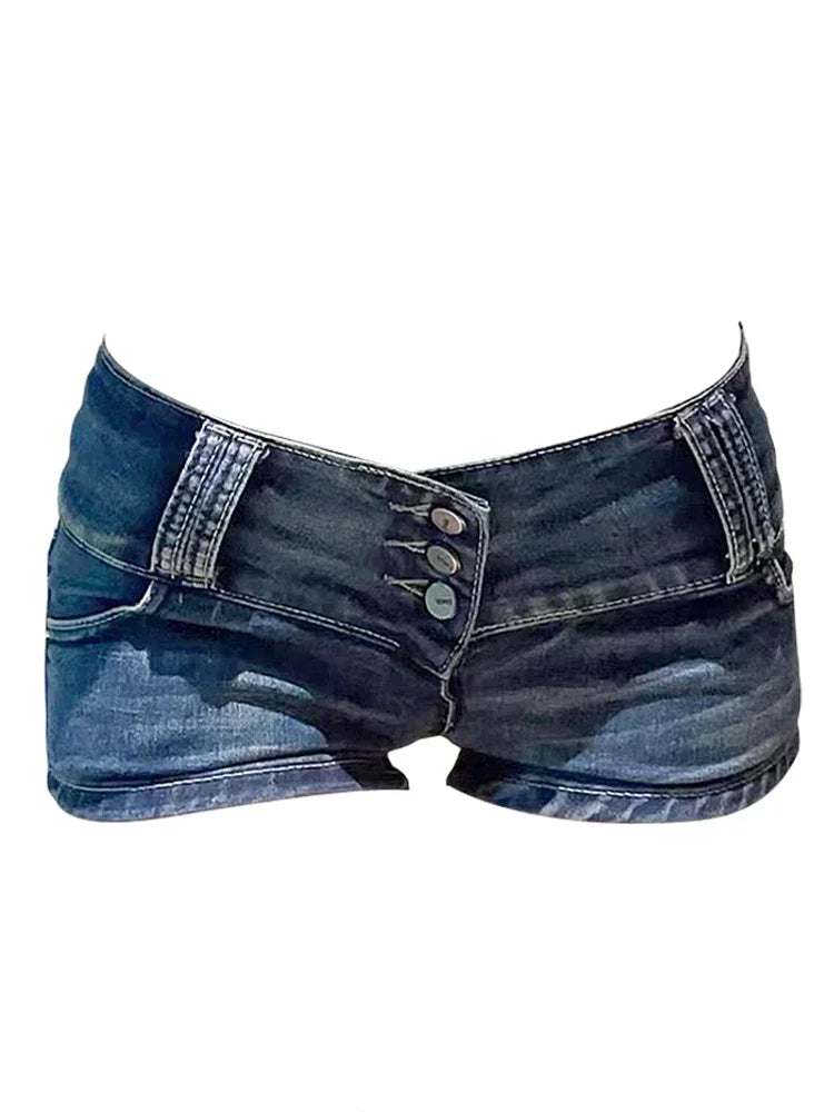 Summer Women Y2k Streetwear Gyaru Harajuku Fashion Grunge Vintage Coquette Low Rise 2000s Jean Shorts Denim Hot Pants Japanese