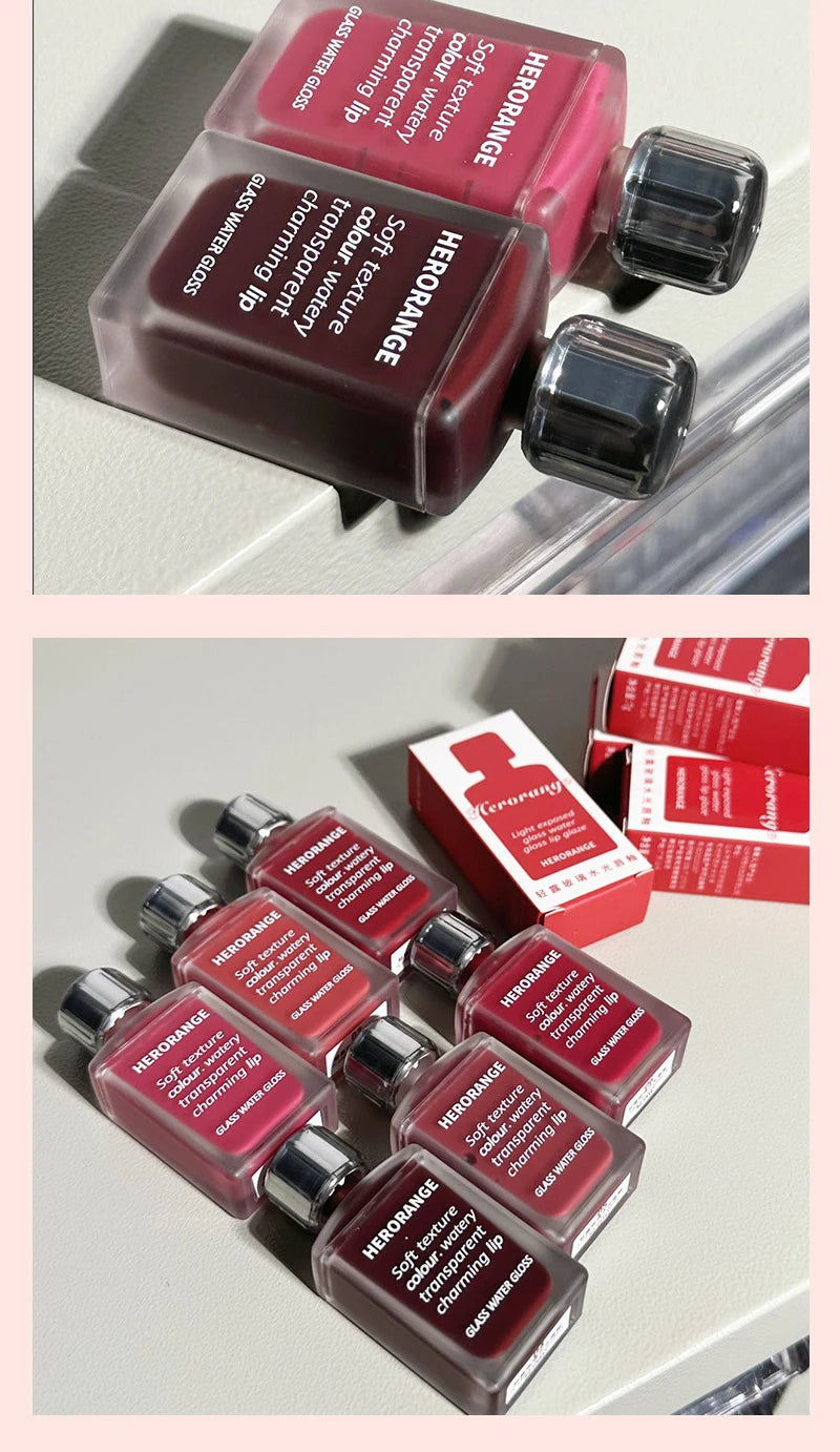 Punk Juice Red Lip Gloss Black Mirror Water Light Lip Glaze Jelly Glass Lip Oil Waterproof Lipstick Nude Clear Tint Makeup
