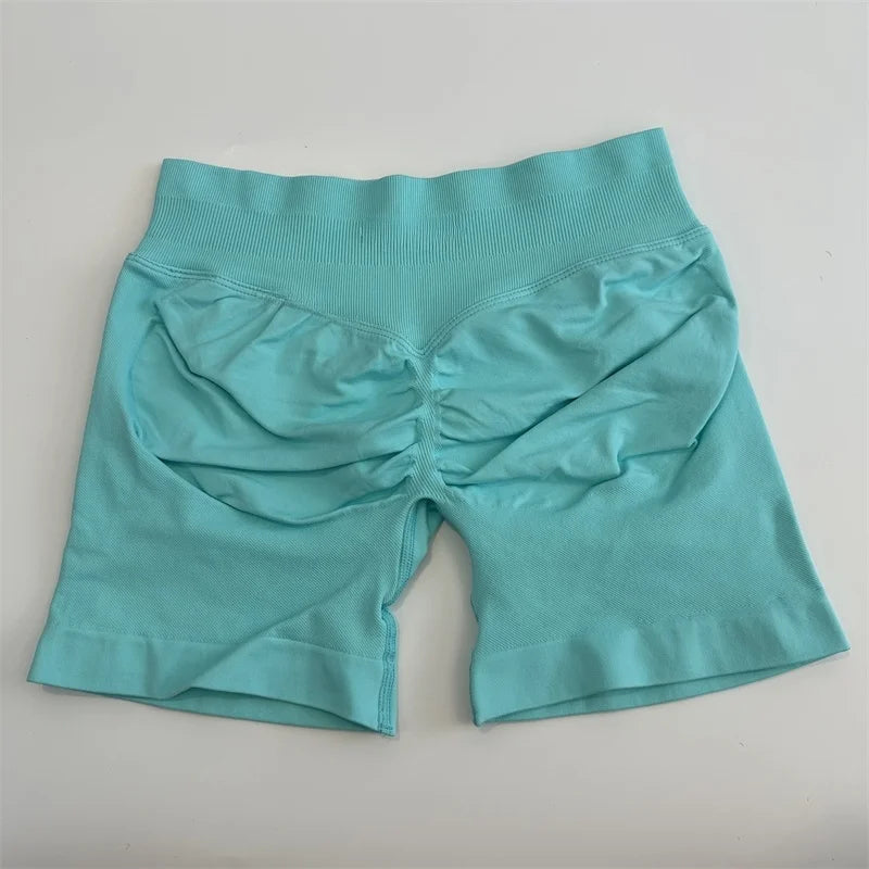 No Logo Shorts Low Ribbed Band Yoga Shorts Seamless Scrunch Bum Workout Gym Shorts Booty Stretch Running Shorts Fitness Clothes