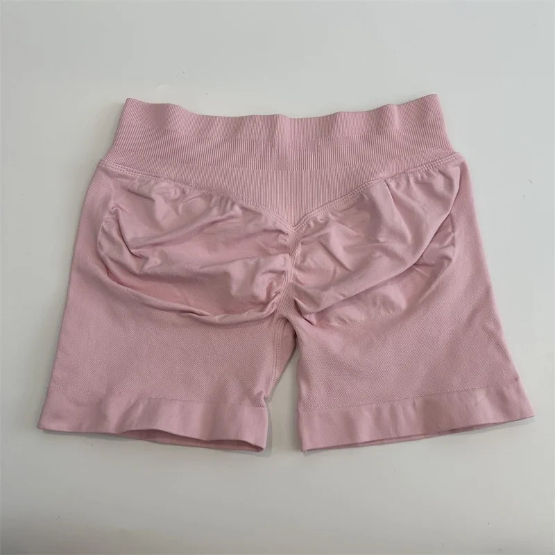 No Logo Shorts Low Ribbed Band Yoga Shorts Seamless Scrunch Bum Workout Gym Shorts Booty Stretch Running Shorts Fitness Clothes
