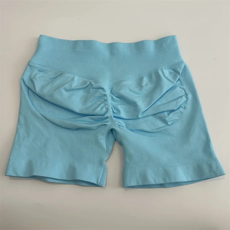 No Logo Shorts Low Ribbed Band Yoga Shorts Seamless Scrunch Bum Workout Gym Shorts Booty Stretch Running Shorts Fitness Clothes