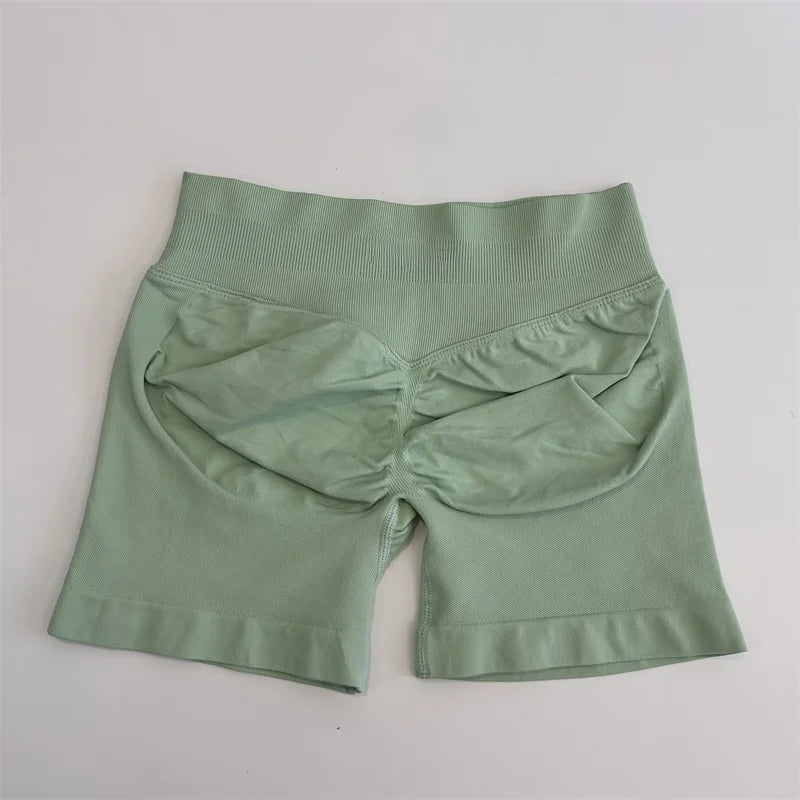 No Logo Shorts Low Ribbed Band Yoga Shorts Seamless Scrunch Bum Workout Gym Shorts Booty Stretch Running Shorts Fitness Clothes