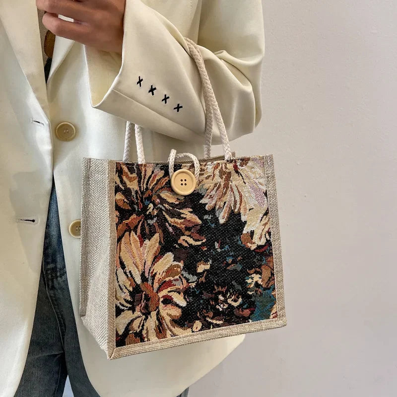 Portable Hand Bag Linen Bag Women Ins Style Students Handbags Fashion Ladies Top-handle Bags Designer Luxury Сумка Женская Bolsa
