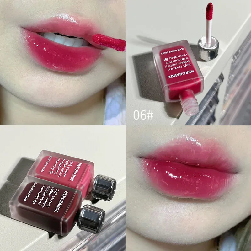 Punk Juice Red Lip Gloss Black Mirror Water Light Lip Glaze Jelly Glass Lip Oil Waterproof Lipstick Nude Clear Tint Makeup