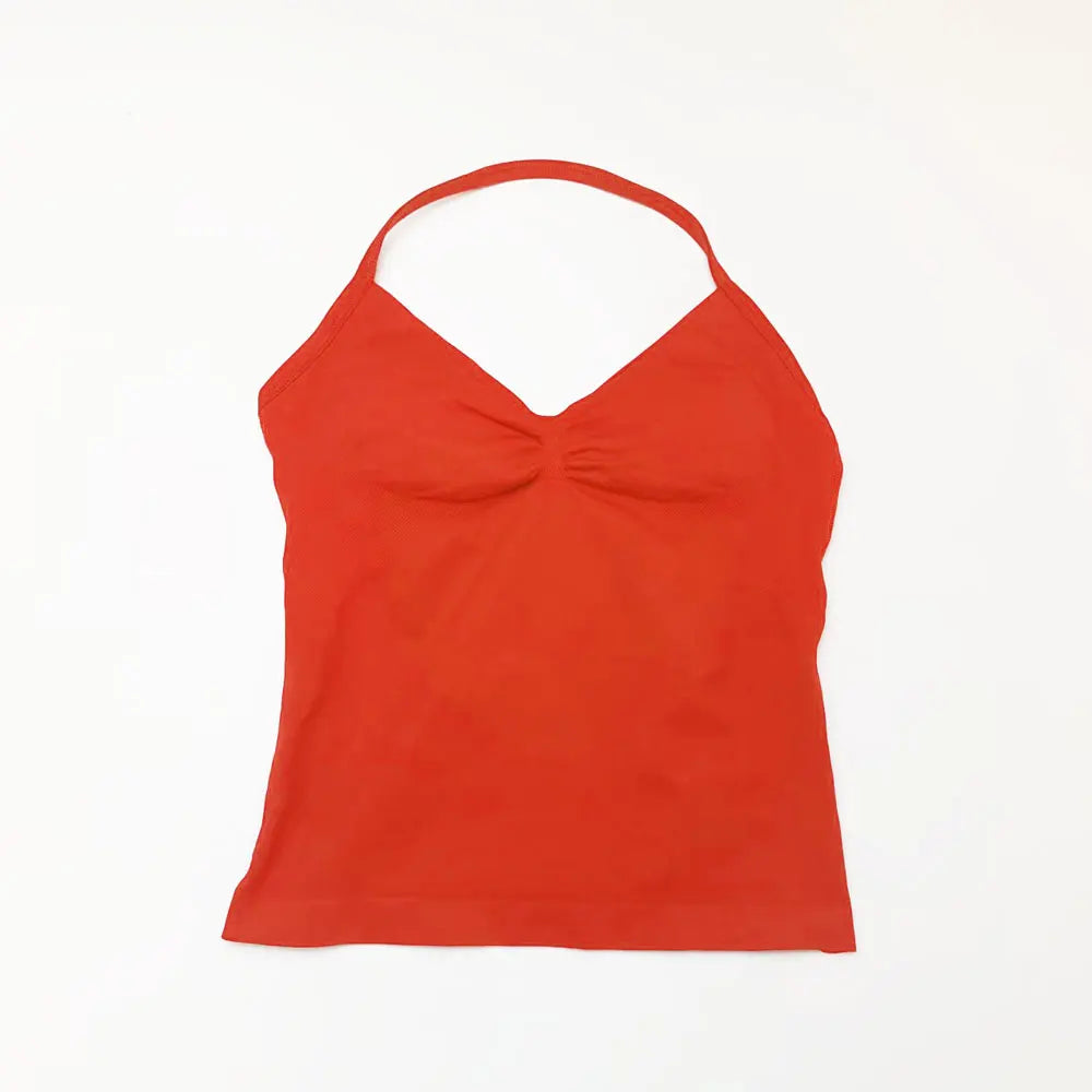 NCLAGEN Longline Strappy Top Sports Women's Yoga Vest With Built In Bra Fitness Top Gym Beautiful Back Running Workout Halter