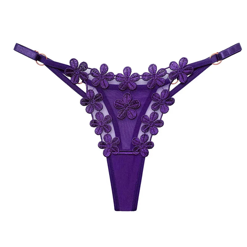 Sexy Lace Thong Women Butterfly Low Waist Panties G strings Transparent Mesh Briefs Adjustable Waist Panties Culotte Femme