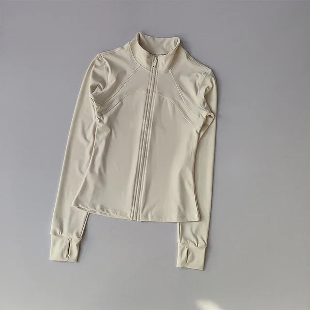 Zippered Sports Jacket for Women Yoga Suits Slim Fit Training for Jogging Long-sleeved Quick-drying Cardigan Jacket Top