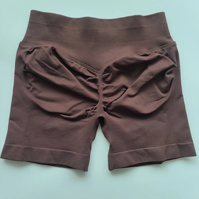 No Logo Shorts Low Ribbed Band Yoga Shorts Seamless Scrunch Bum Workout Gym Shorts Booty Stretch Running Shorts Fitness Clothes