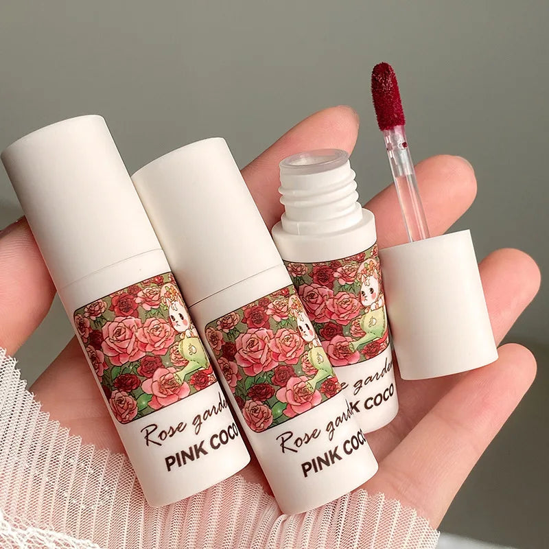 Rose Garden Matte Muse Lip Mud Liquid Lipstick Waterproof Nude Lip Gloss Long Lasting Non-stick Cup Sexy Women Lipgloss Cosmetic