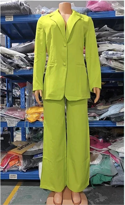 Women's Urban Suits 2025 Spring/Summer Latest Elegant Notched Collar Blazer Long sleeved Coat&Pocket Design Button Pants Set